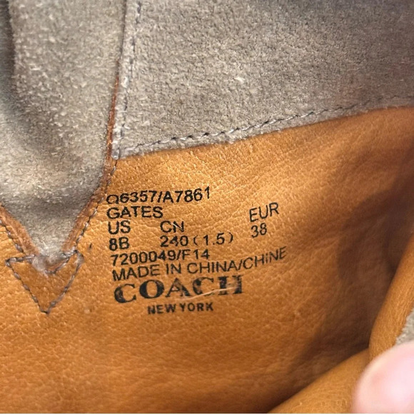 COACH Sz 8B Gates Moto Style Suede Ankle Boots Studded Chunky Sole Rounded Toe - Picture 14 of 16